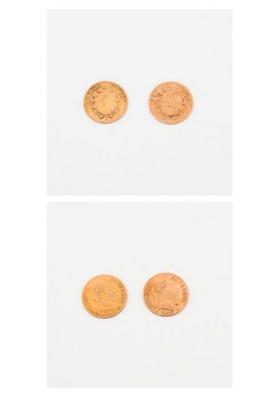 FRANCE 

Deux pièces de 10 francs or, Napoléon...