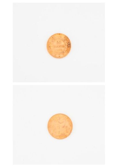 FRANCE 

Pièce de 20 francs or, IIIème république,...