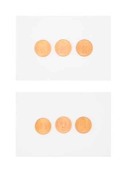 PAYS BAS 

Trois pièces de 10 florins, Wilhelmina,...