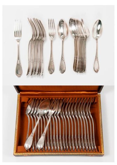 Partie de ménagère en argent (950) de modèle...