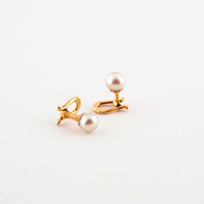 Paire de boutons de col en or jaune (750)...
