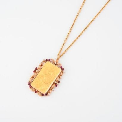 Yellow gold (750) forced-mesh necklace chain...