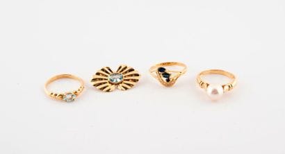 Yellow gold (750) set including: 

- Ring...