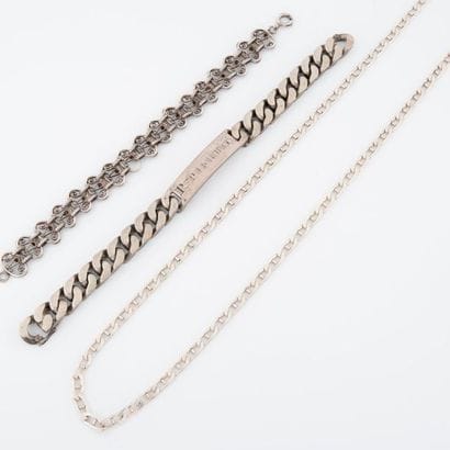 Set of two bracelets and a silver necklace...