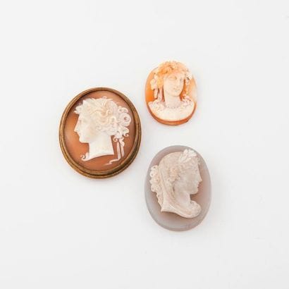 Three cameos:

- one on a cornelian carved...