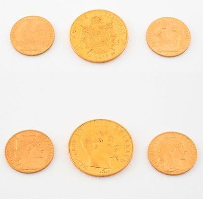 FRANCE Set of three pieces:
- 40 gold francs...