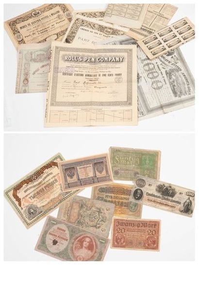 Package including: 

- 9 African banknotes,...