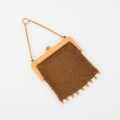 Small purse in yellow gold (585) with braided...