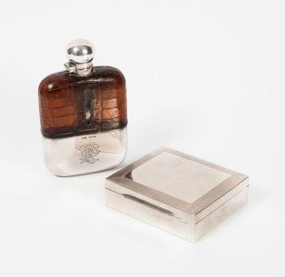 Two silver objects (min. 800):

- Flask trimmed...