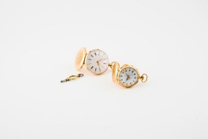 Two yellow gold (750) collar watches. 

Back...