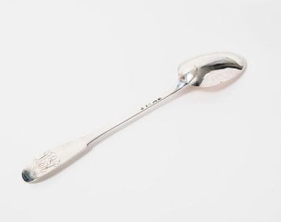 Silver stew spoon (950), plain flat model,...