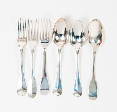 Two silver cutlery (950), plain flat model,...