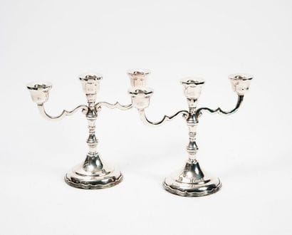 MEXICO

Pair of three-light silver table...