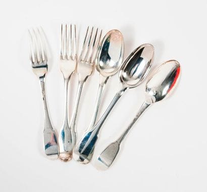 Three silver cutlery (950), uniplat model,...