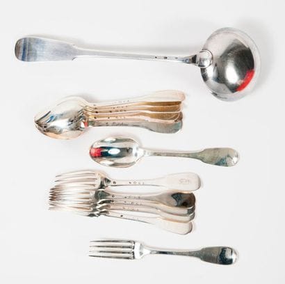 Six silver cutlery (950), uniplat model,...
