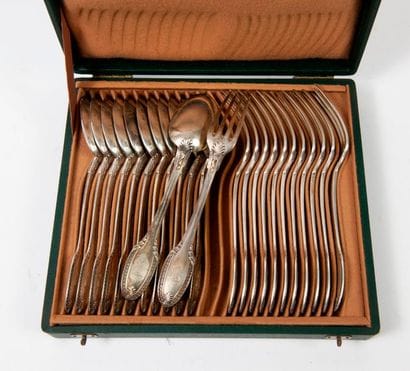 Twelve silver cutlery (950), uniplat model...