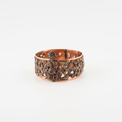 Opening cuff bracelet in pink gold (375)...