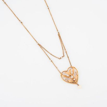 Yellow gold (750) necklace with an alternating...