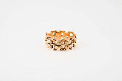 Yellow gold bracelet (585) with articulated...