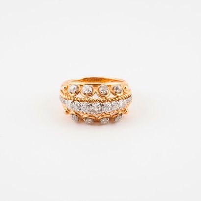 Ring in yellow gold wire (750), some twisted,...