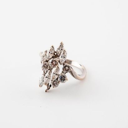 Ring in white gold (750) punctuated with...