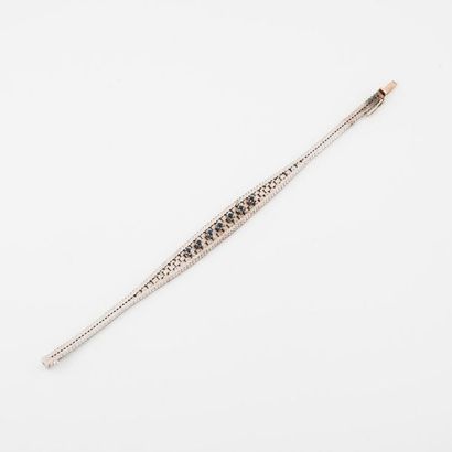Ribbon bracelet in white gold (585) and silver...