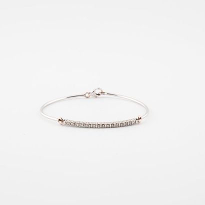 Opening bangle bracelet in rhodium-plated...