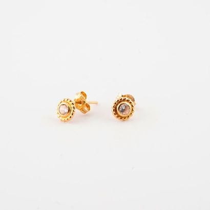 Pair of yellow gold (750) ear studs centered...