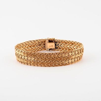Bracelet ruban souple en or jaune (750) à...