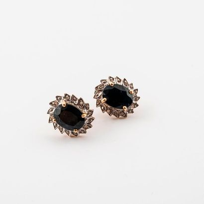 Paire de puces d'oreilles en ors jaune et...