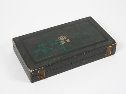 Rectangular cutlery box (empty), sheathed...