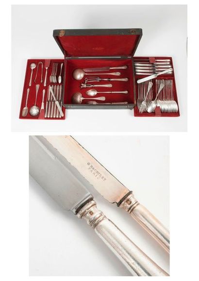 A silver (950), single flat model with medallions...