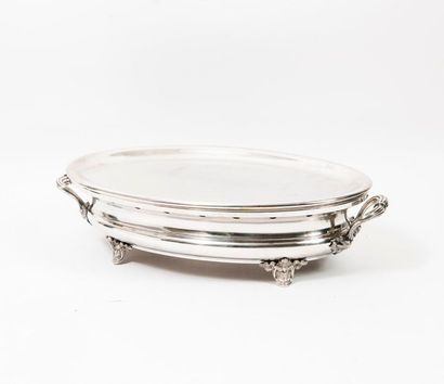Large oval silver plated metal plate warmer...