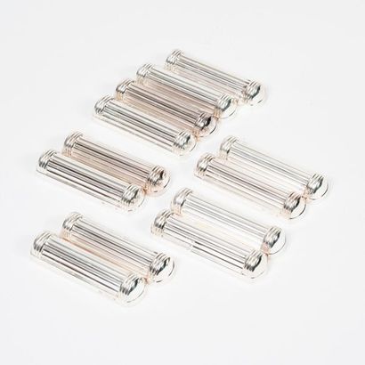 Series of twelve silver-plated metal knife...