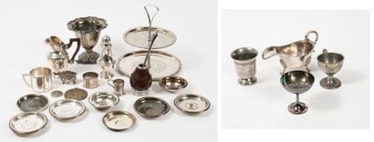Set of silver or pewter metal, including...