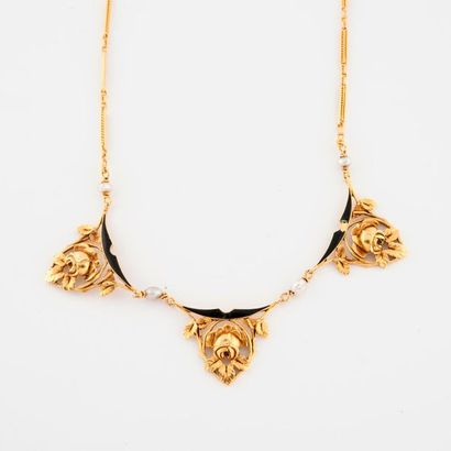 Collier draperie en or jaune (750) à maillons...