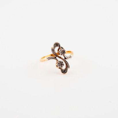Bague toi et moi en or jaune et gris (750)...