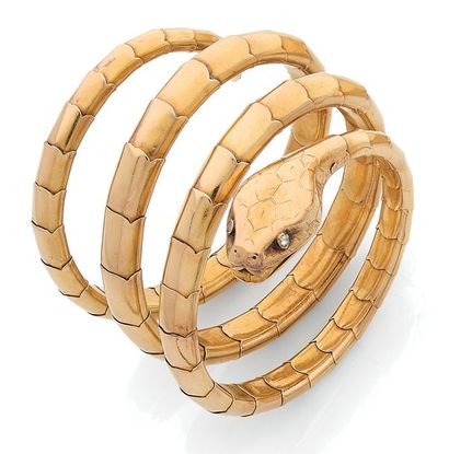 Articulated bracelet in yellow gold (750)...