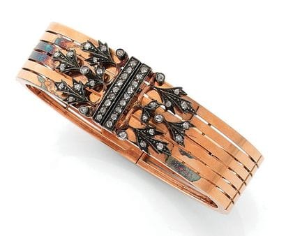 Opening bangle bracelet in yellow gold (750)...