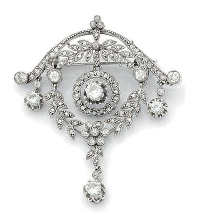 Platinum girandole pendant brooch (850) with...