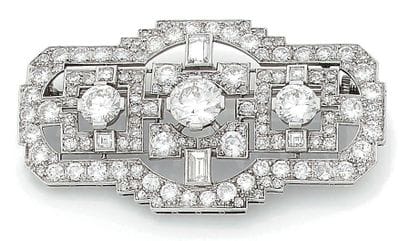 Platinum plate brooch (850) with openwork...