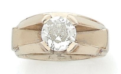 Solitaire signet ring in white gold (750)...