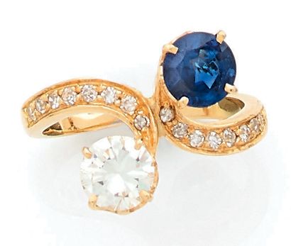 Bague Toi et Moi en or jaune (750) ornée...