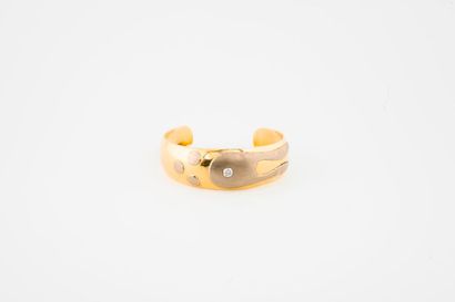 Bracelet jonc ouvert en ors jaune et gris...