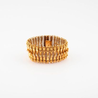 Bracelet articulé en ors jaune et rose (750)...