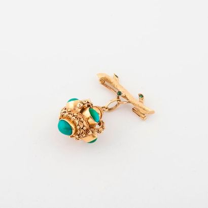 Broche en forme de branche en or jaune (750)...