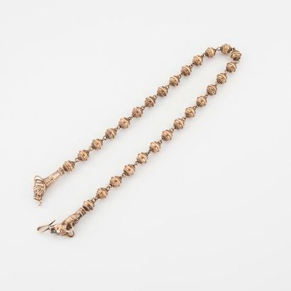 Collier de perles d'argent (min. 800) doré...