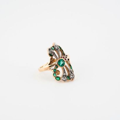 Yellow gold (750) and platinum (850) openwork...
