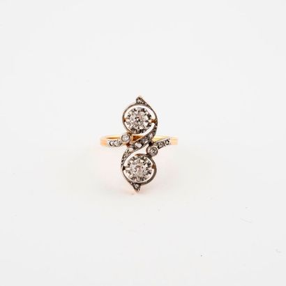 Ring toi et moi in yellow gold (750) set...