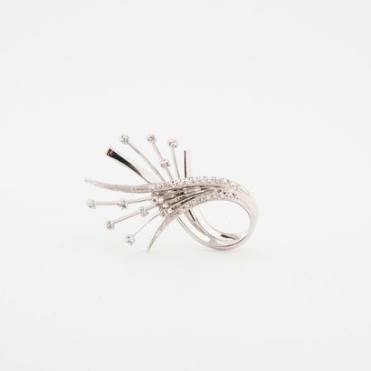 Spray brooch in white gold (750) punctuated...